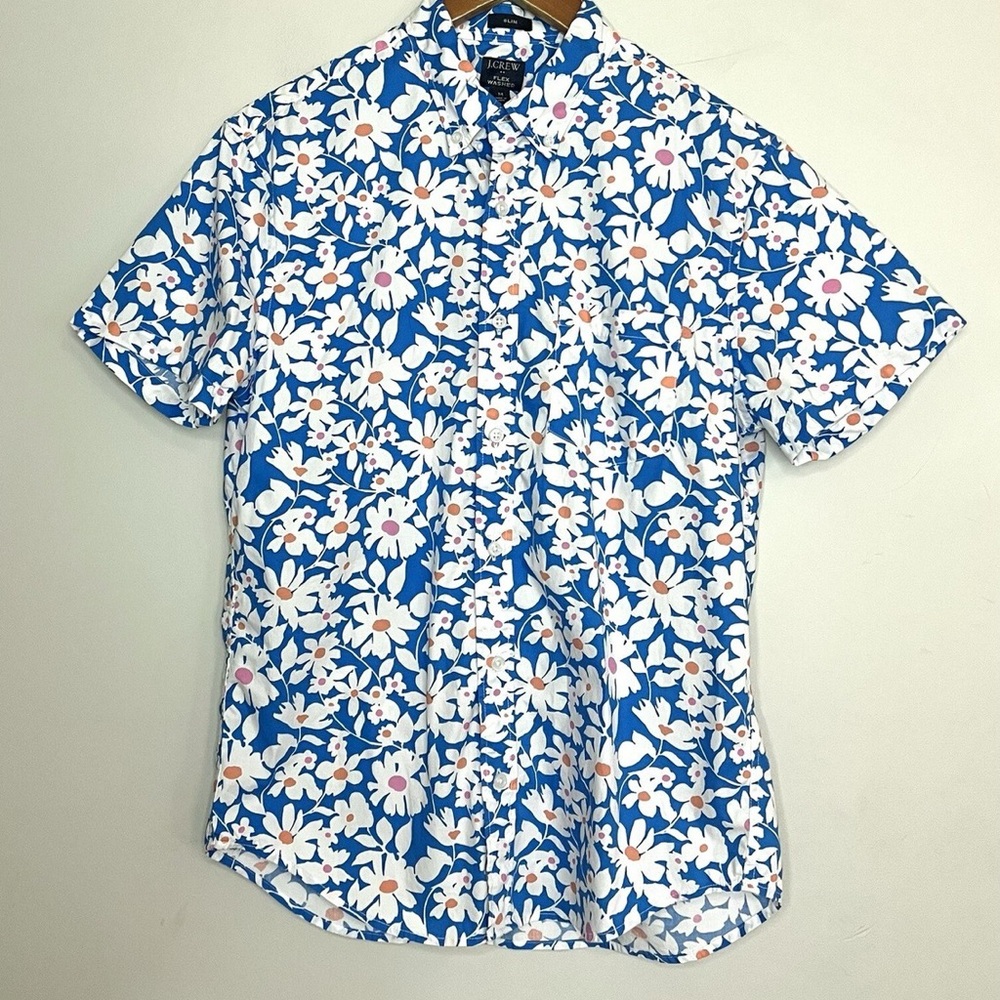 J. Crew Blue and White Floral Men's Shirt